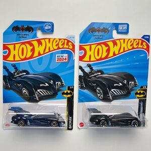 2 Hot Wheels 2024 Batman And Robin Batmobile Rare Blue  And Black Color Diecast